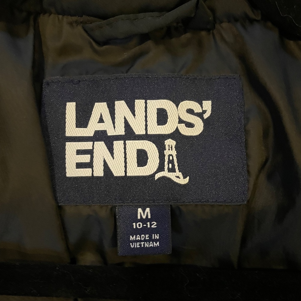 LANDS' END Down Puffer Coat Jacket 600 Fill Mock Neck Vent Hem Water Resistant - Picture 3 of 10